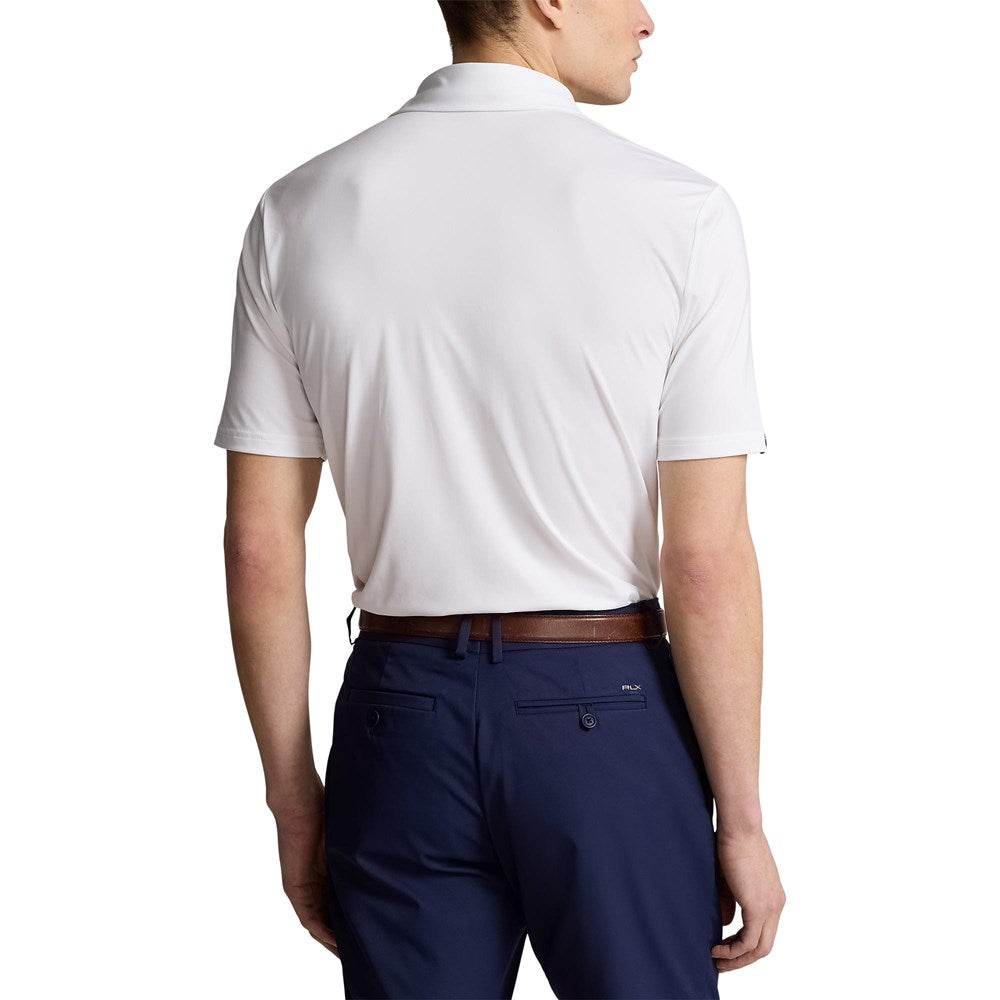 RLX Ralph Lauren Classic Fit Performance Golf Polo Shirt With Royal Melbourne Logo - Ceramic White