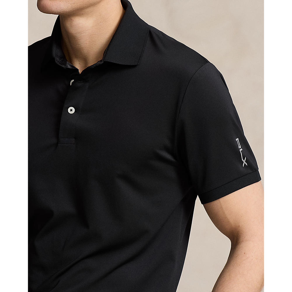 RLX Ralph Lauren Solid Airflow Performance Golf Shirt With Royal Melbourne Logo - Black