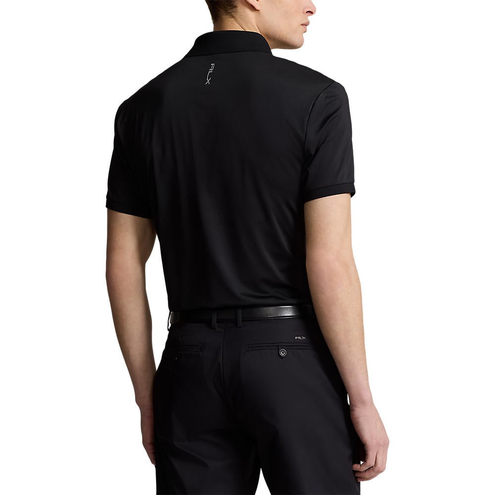 RLX Ralph Lauren Solid Airflow Performance Golf Shirt With Royal Melbourne Logo - Black