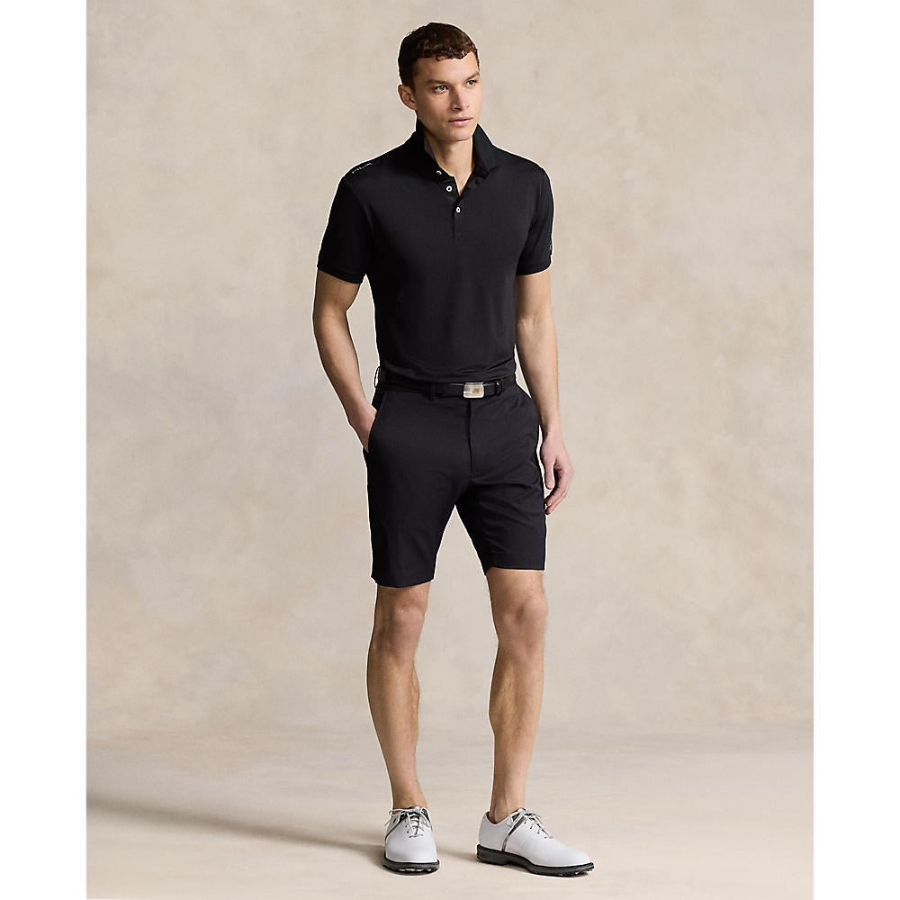 RLX Ralph Lauren Solid Airflow Performance Golf Shirt With Royal Melbourne Logo - Black