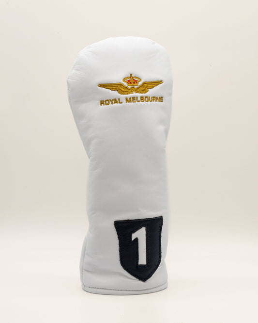 Leather Driver Cover - White/Navy