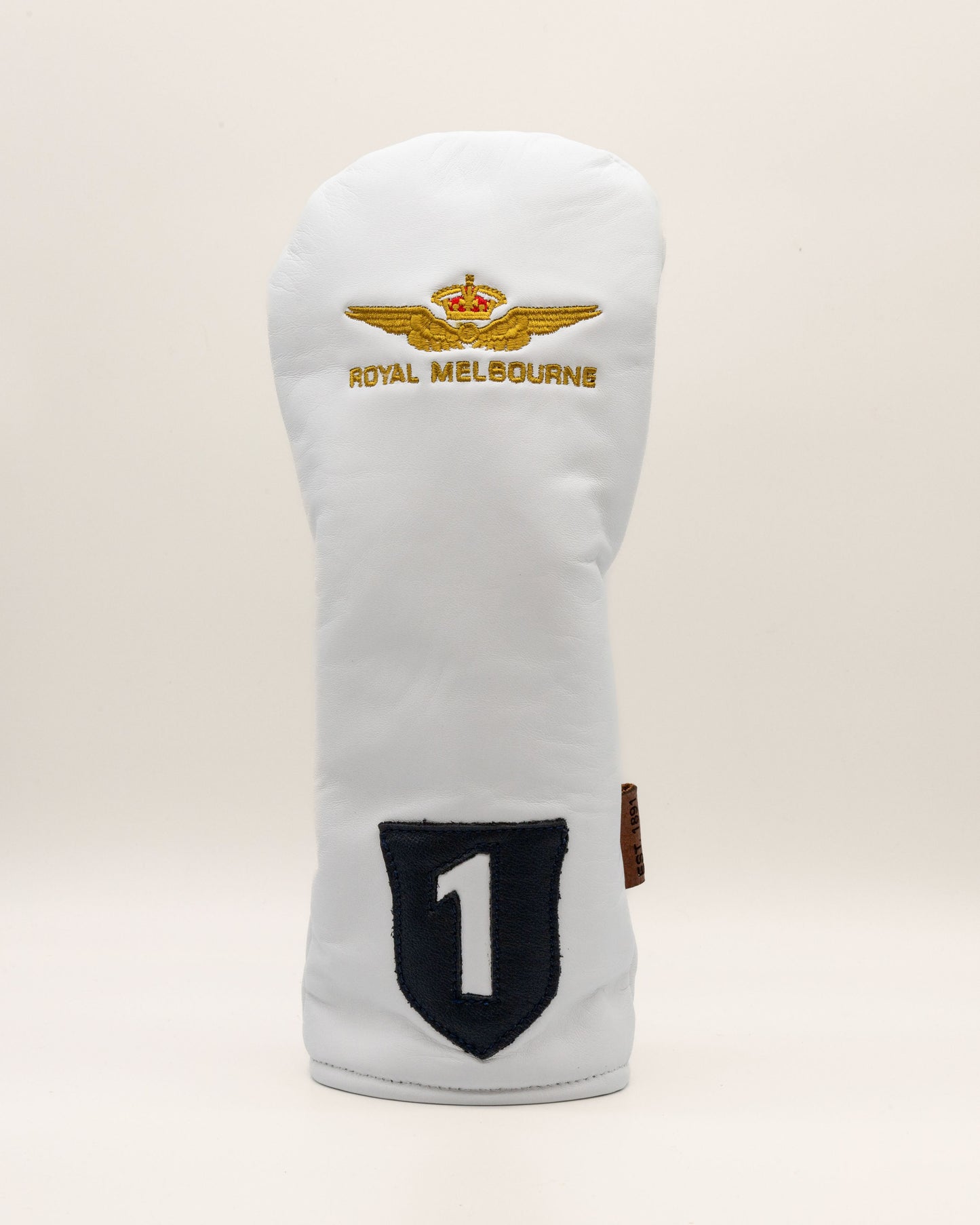 Leather Driver Cover - White/Navy