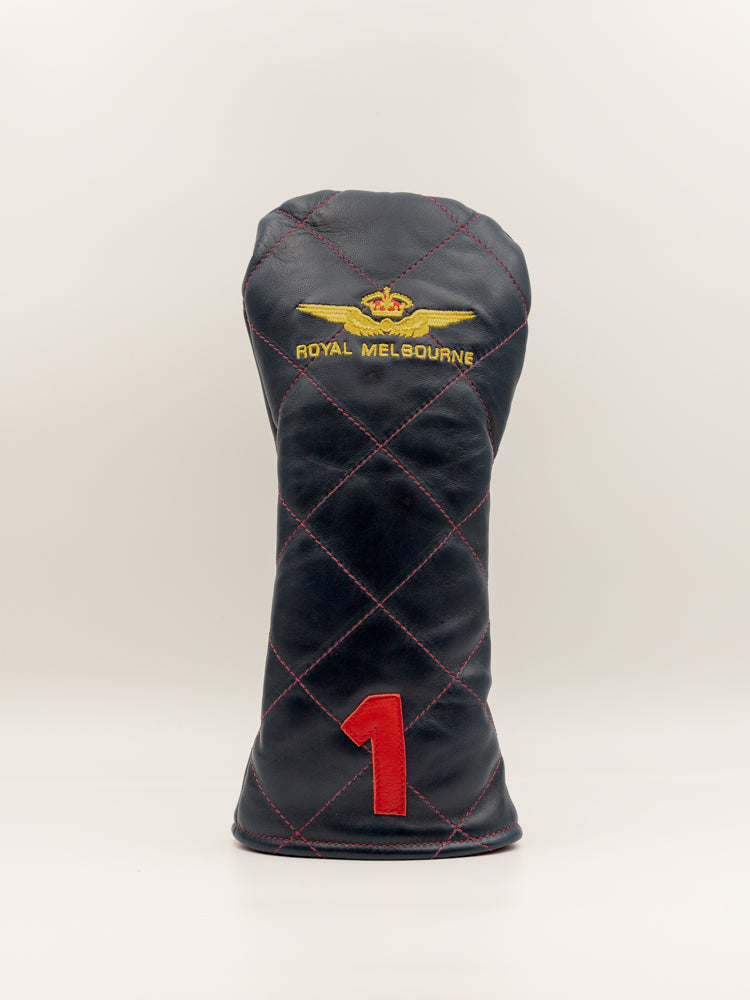 Visitors Logo Leather Driver Cover - Navy Diamond