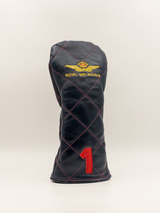 Leather Driver Cover - Navy Diamond