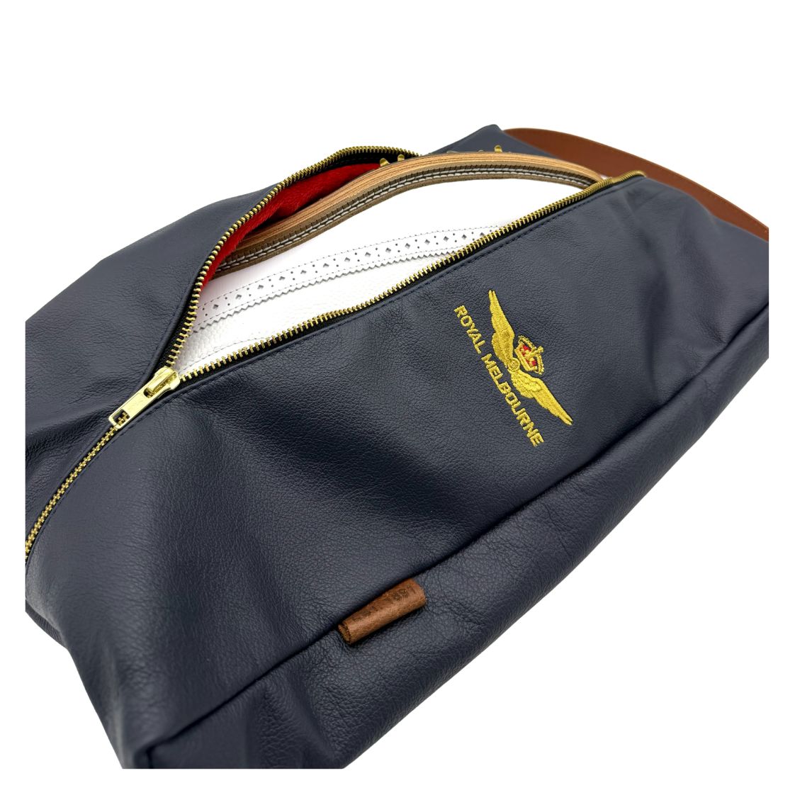 Leather Shoe Bag - Navy