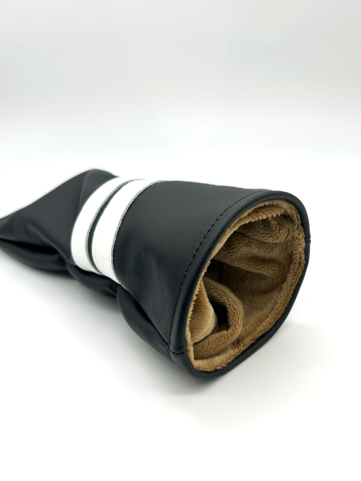 Leather Driver Cover - Black w/ Stripe