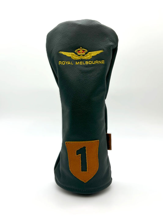 Leather Driver Cover - Green/Tan