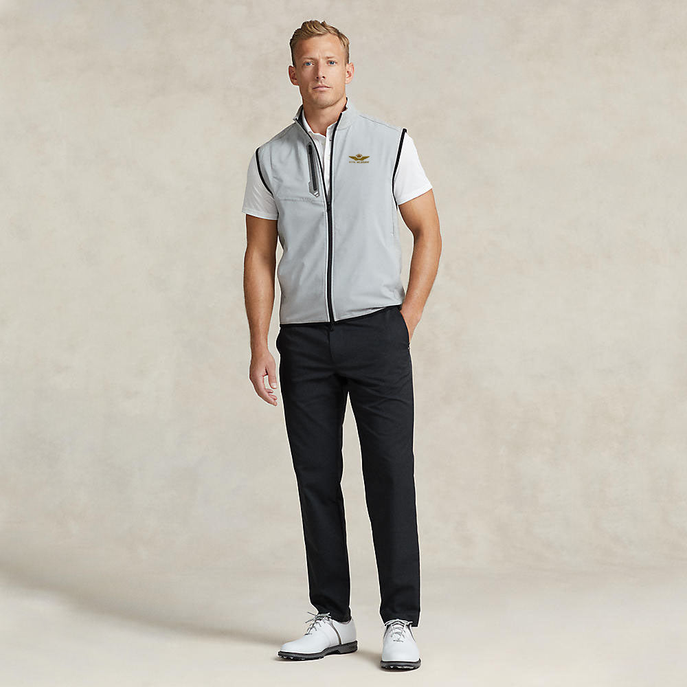 RLX Ralph Lauren Tech Terry Golf Vest with Royal Melbourne Logo - Steel Heather/Polo Black