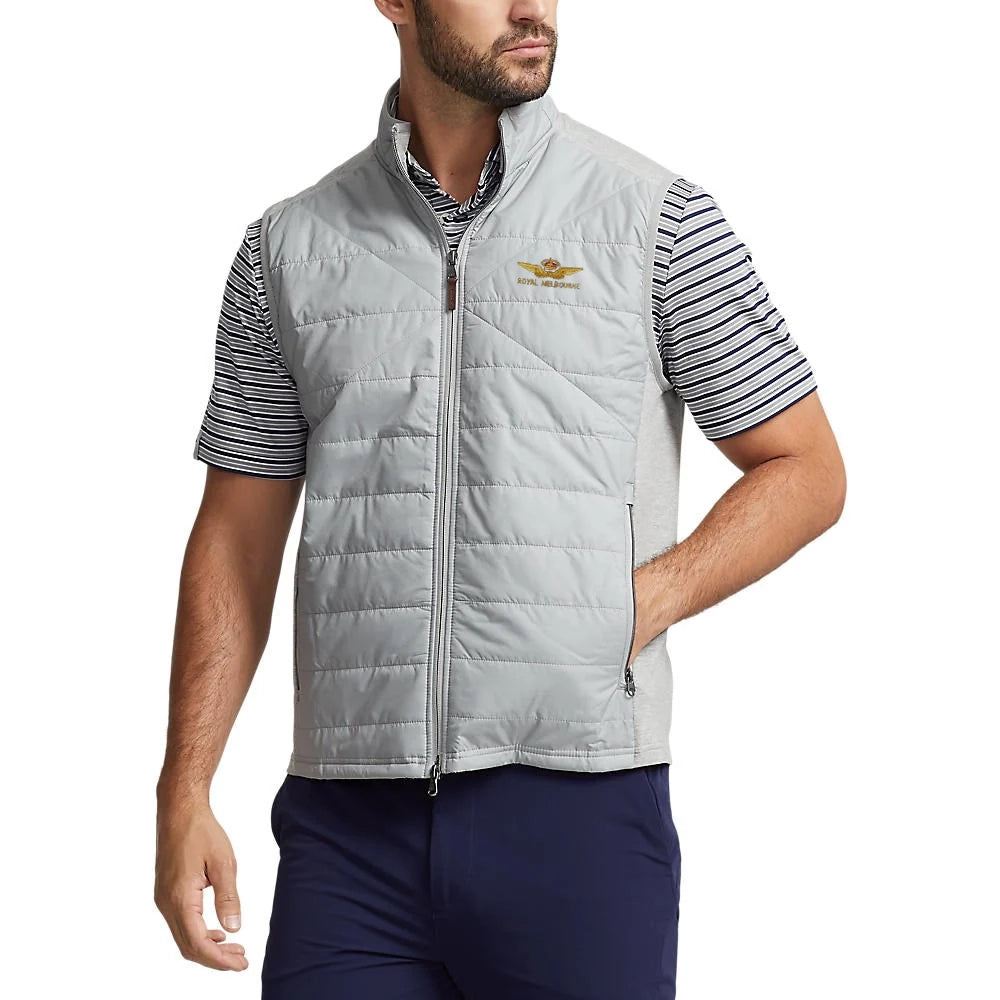 RLX Ralph Lauren Cool Wool Royal Melbourne Embroidered Full Zip Vest - Andover Heather