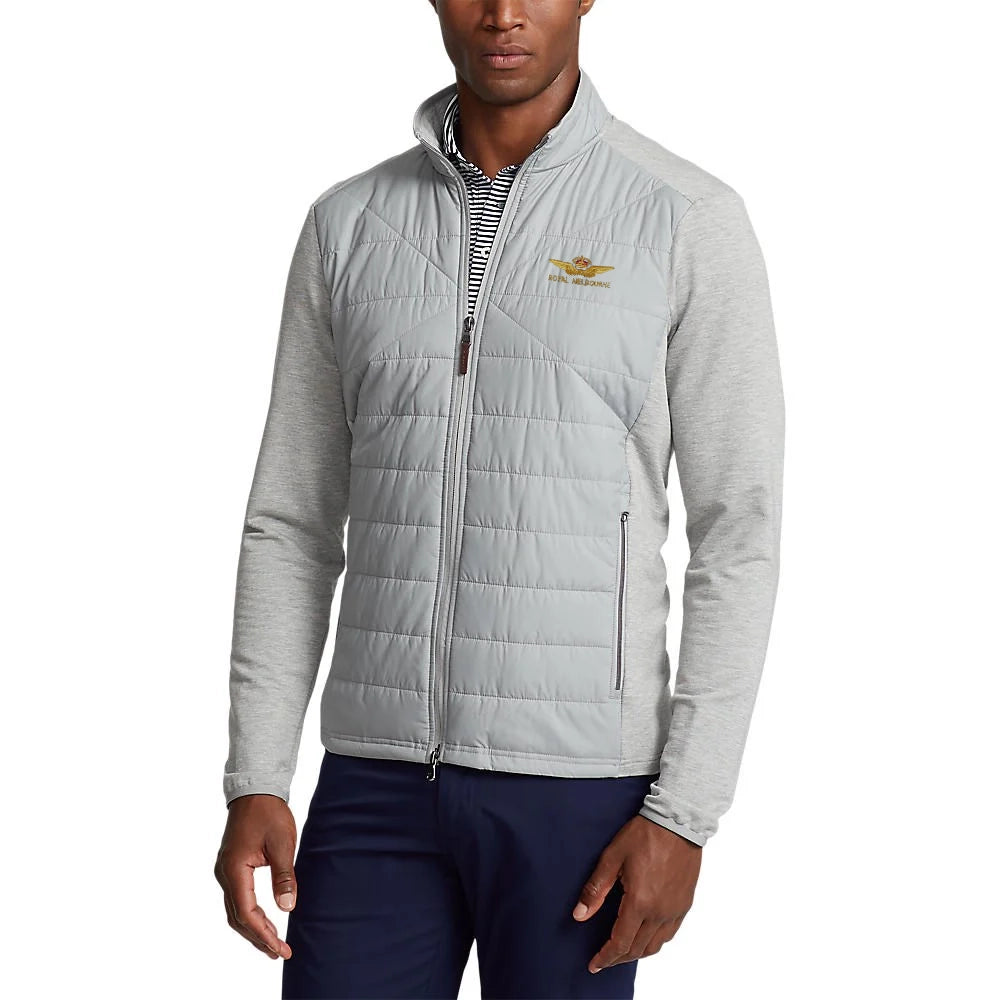 RLX Ralph Lauren Cool Wool Royal Melbourne Embroidered Full Zip Jacket - Andover Heather