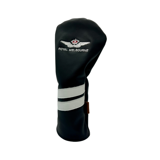 Royal Melbourne Leather Driver Cover - Black/White