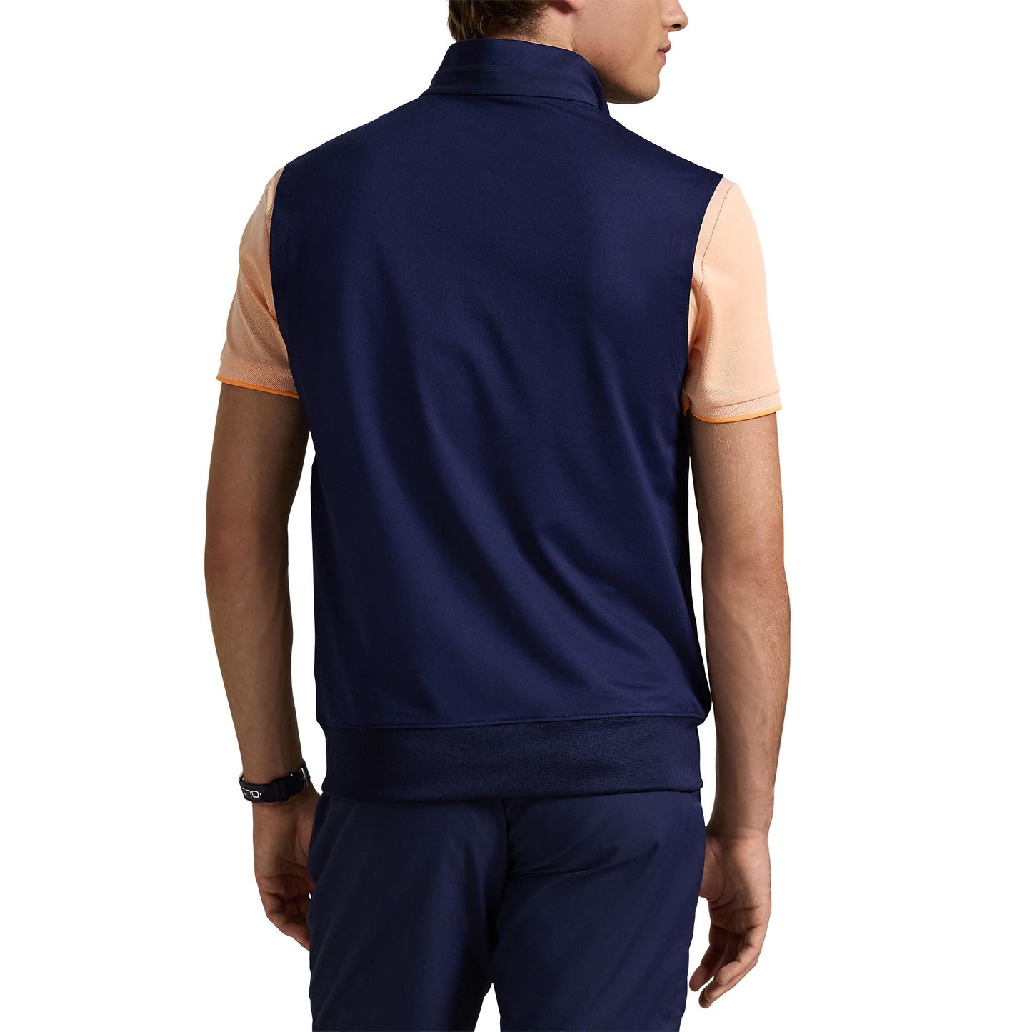 RLX Ralph Lauren Stretch Jersey Quarter Zip Golf Vest With Royal Melbourne Logo - Refined Navy