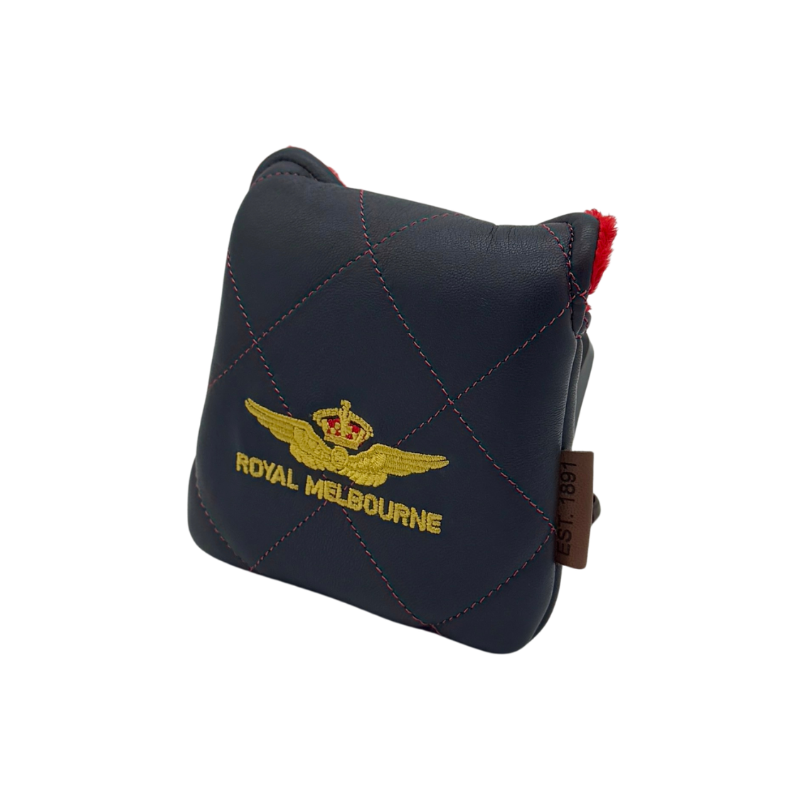 Royal Melbourne Leather Mallet Putter Cover - Navy/Red
