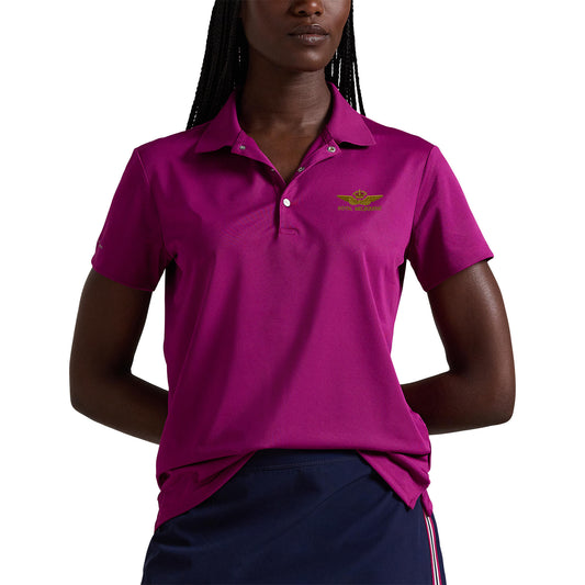 RLX Ralph Lauren Women's Tour Performance Golf Shirt With Royal Melbourne Logo - Fuchsia Berry