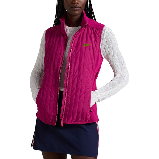 RLX Ralph Lauren Women's Cool Wool Hybrid Performance Vest With Royal Melbourne Logo - Fuchsia Berry