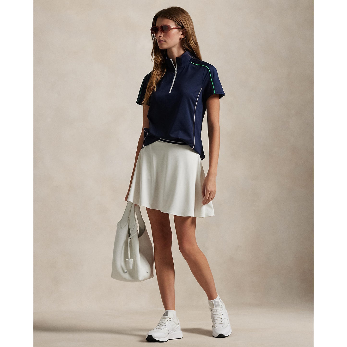 RLX Ralph Lauren Women's Mock Neck 1/4 Zip Golf Shirt - Refined Navy Multi 