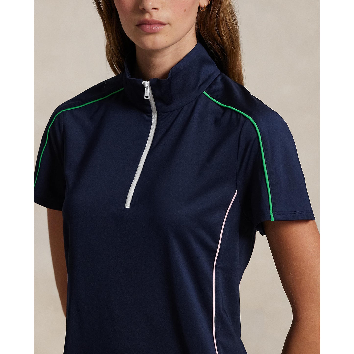 RLX Ralph Lauren Women's Mock Neck 1/4 Zip Golf Shirt - Refined Navy Multi 