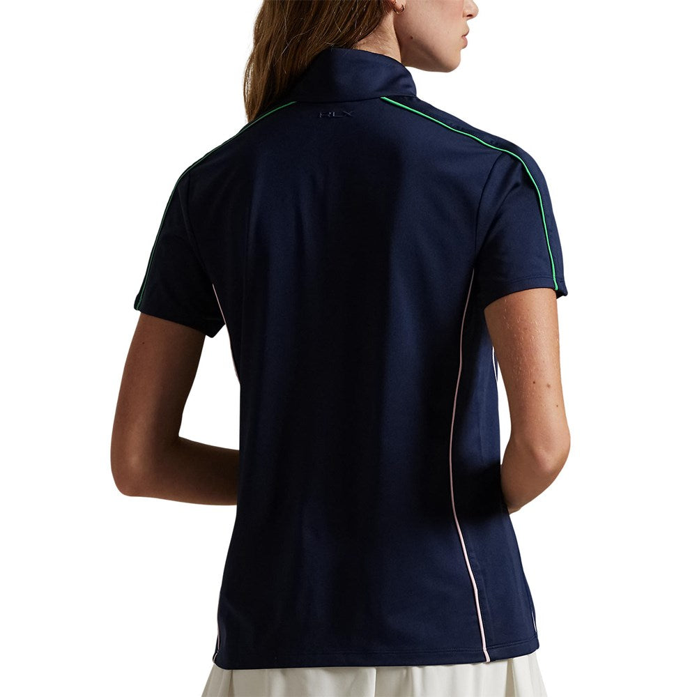 RLX Ralph Lauren Women's Mock Neck 1/4 Zip Golf Shirt - Refined Navy Multi 