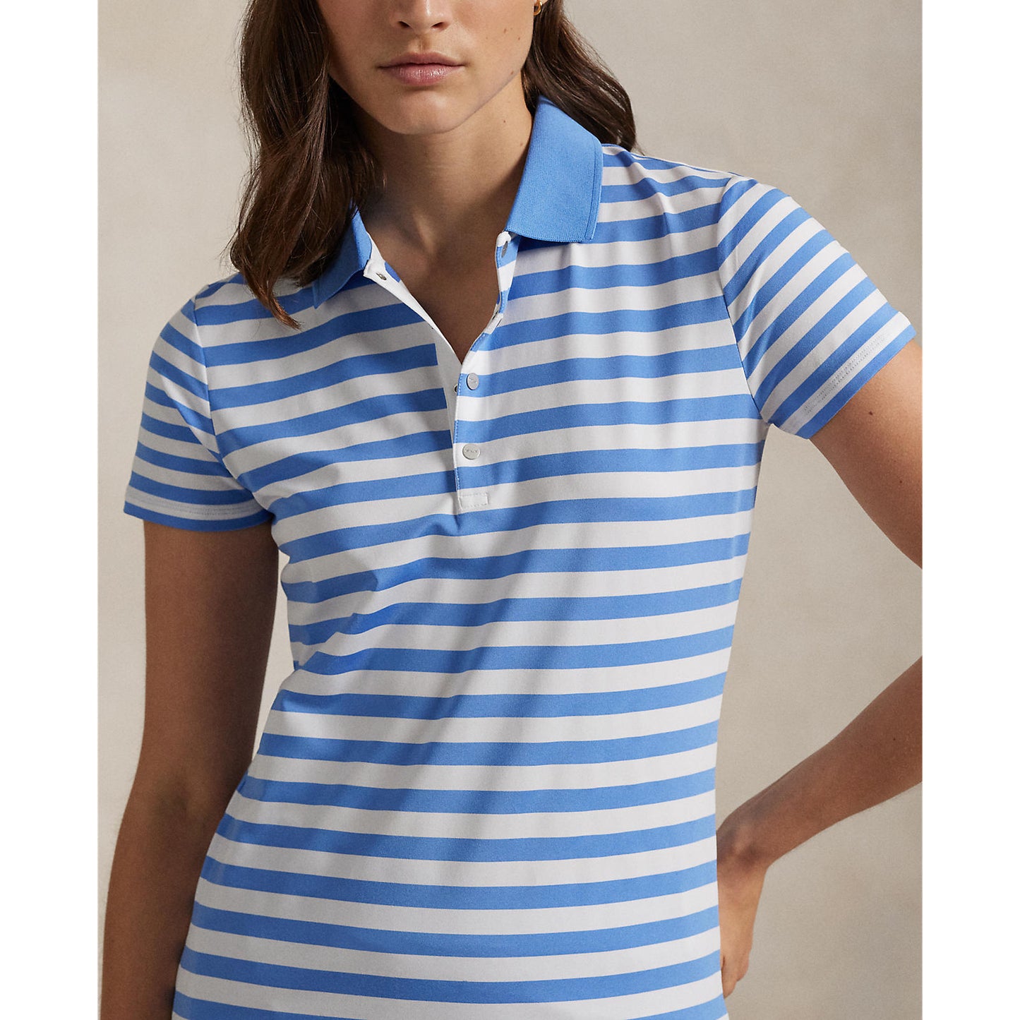 RLX Ralph Lauren Women's Printed Airflow Polo Shirt - Summer Blue/Ceramic White