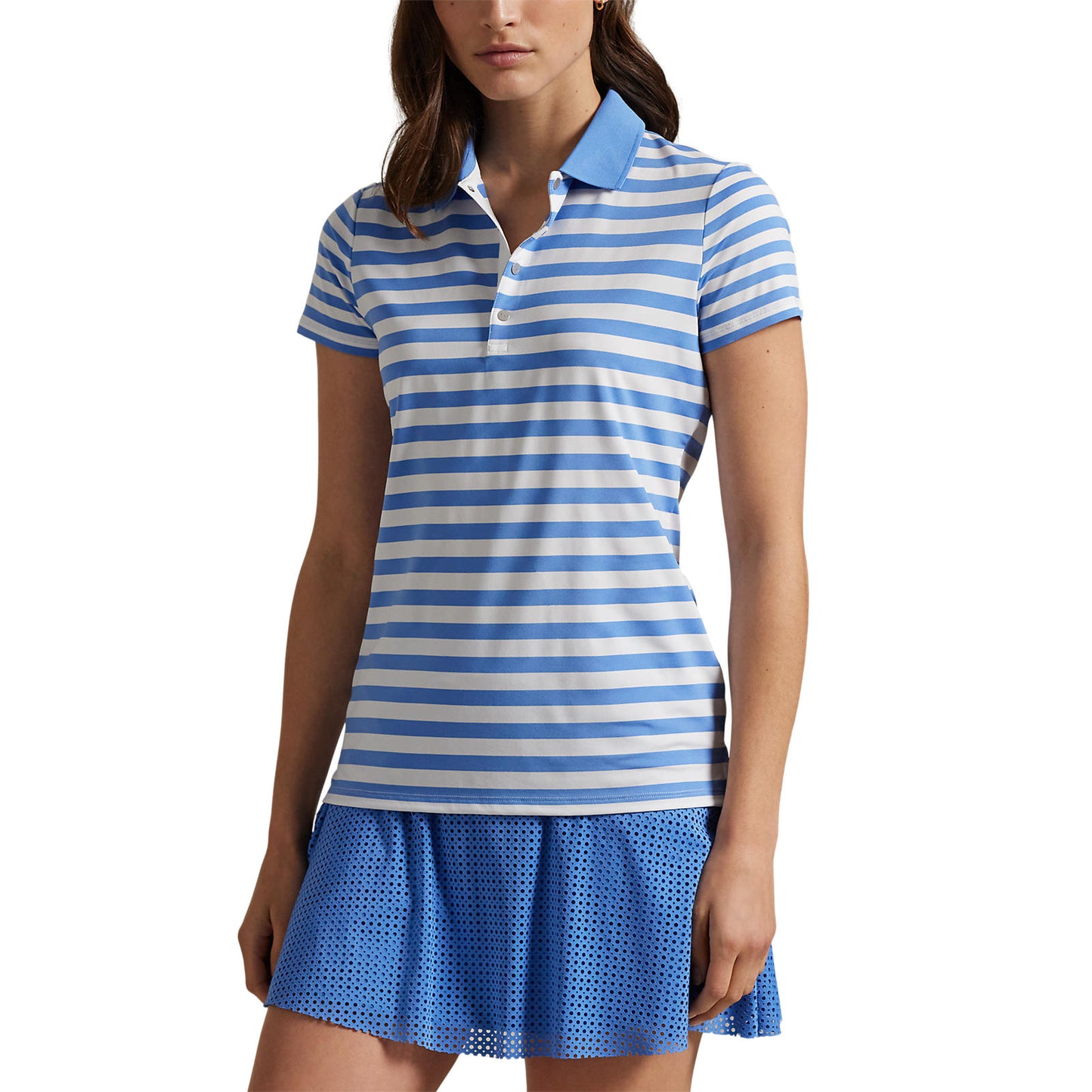 RLX Ralph Lauren Women's Printed Airflow Polo Shirt - Summer Blue/Ceramic White