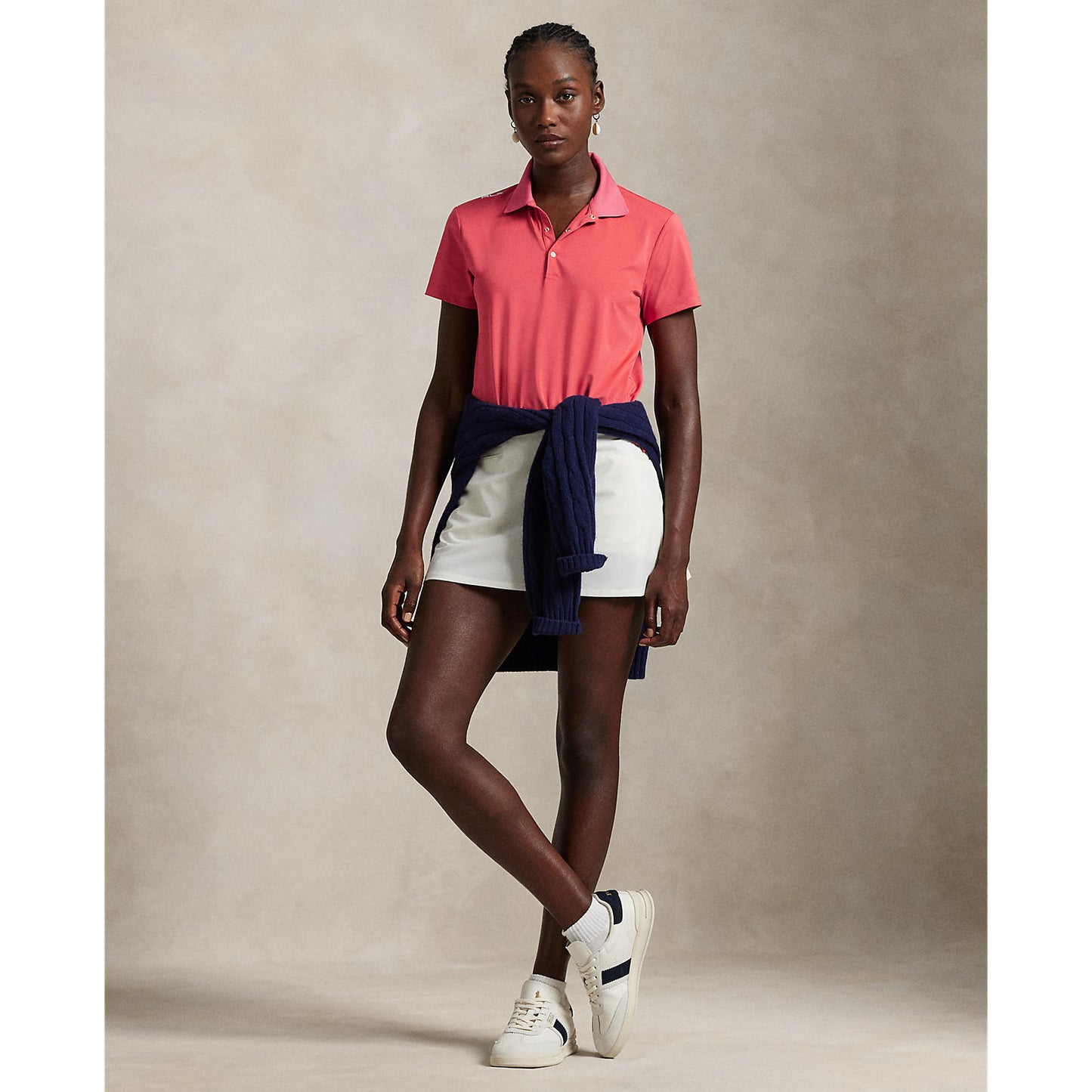 RLX Ralph Lauren Women's Tour Performance Golf Shirt With Royal Melbourne Logo - Red Sky