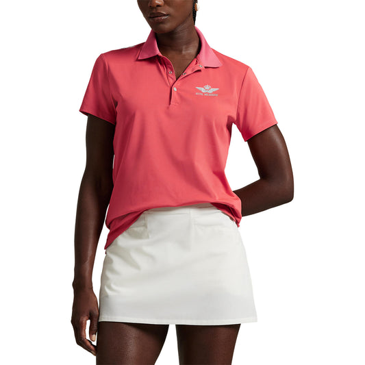 RLX Ralph Lauren Women's Tour Performance Golf Shirt With Royal Melbourne Logo - Red Sky