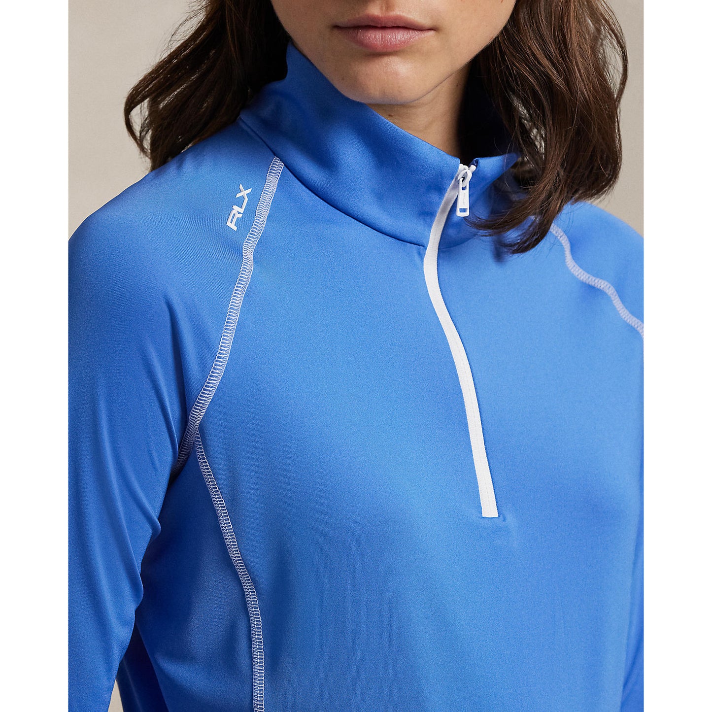 RLX Ralph Lauren Women's Jersey UV Quarter Zip Golf Pullover - Summer Blue