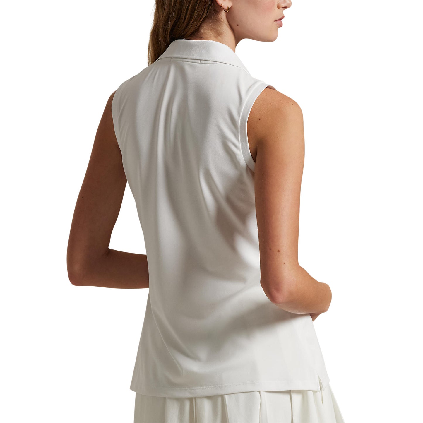 RLX Ralph Lauren Women's Sleeveless Tour Performance Polo Shirt With Royal Melbourne Logo - White