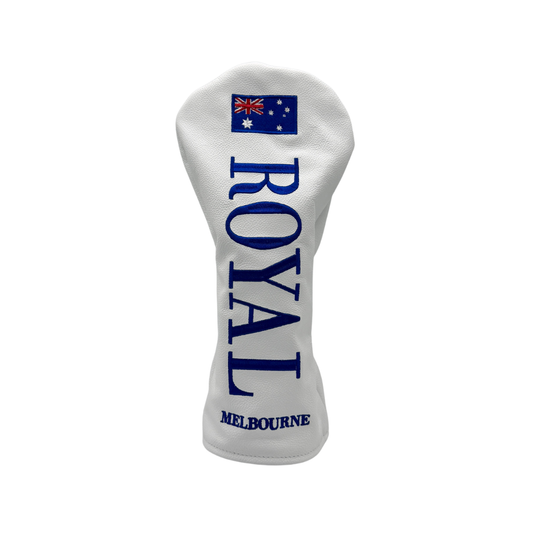 Royal Melbourne Leather Driver Cover - White/Blue