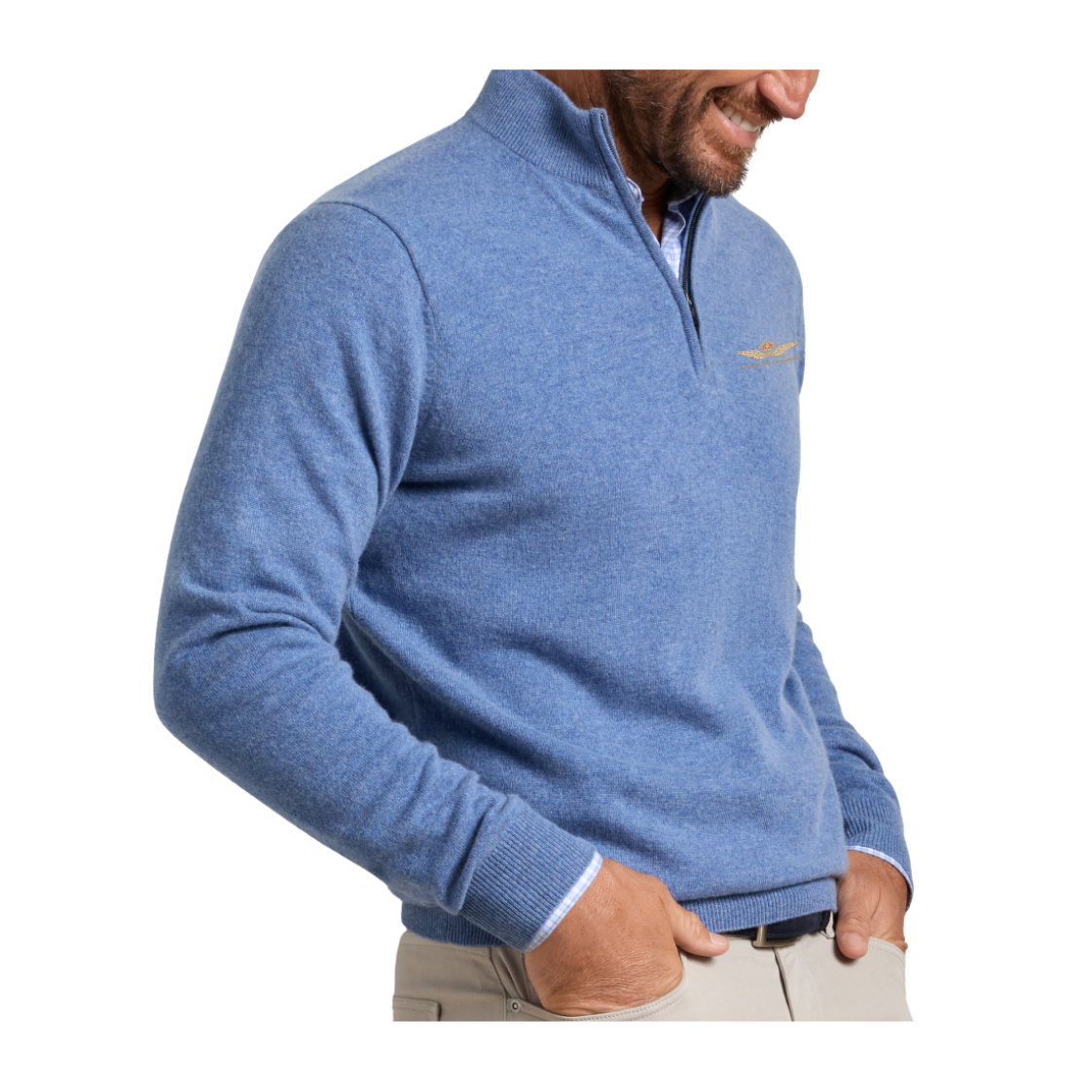 Royal Melbourne Peter Millar Cashmere 1/4 Zip - Pearl Blue