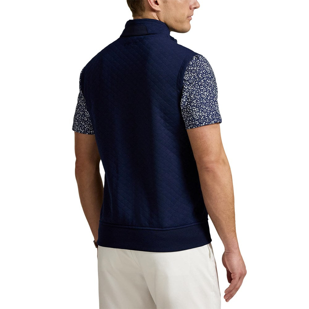 RLX Ralph Lauren Classic Fit Quilted Double-Knit Golf Vest With Royal Melbourne Logo - Refined Navy