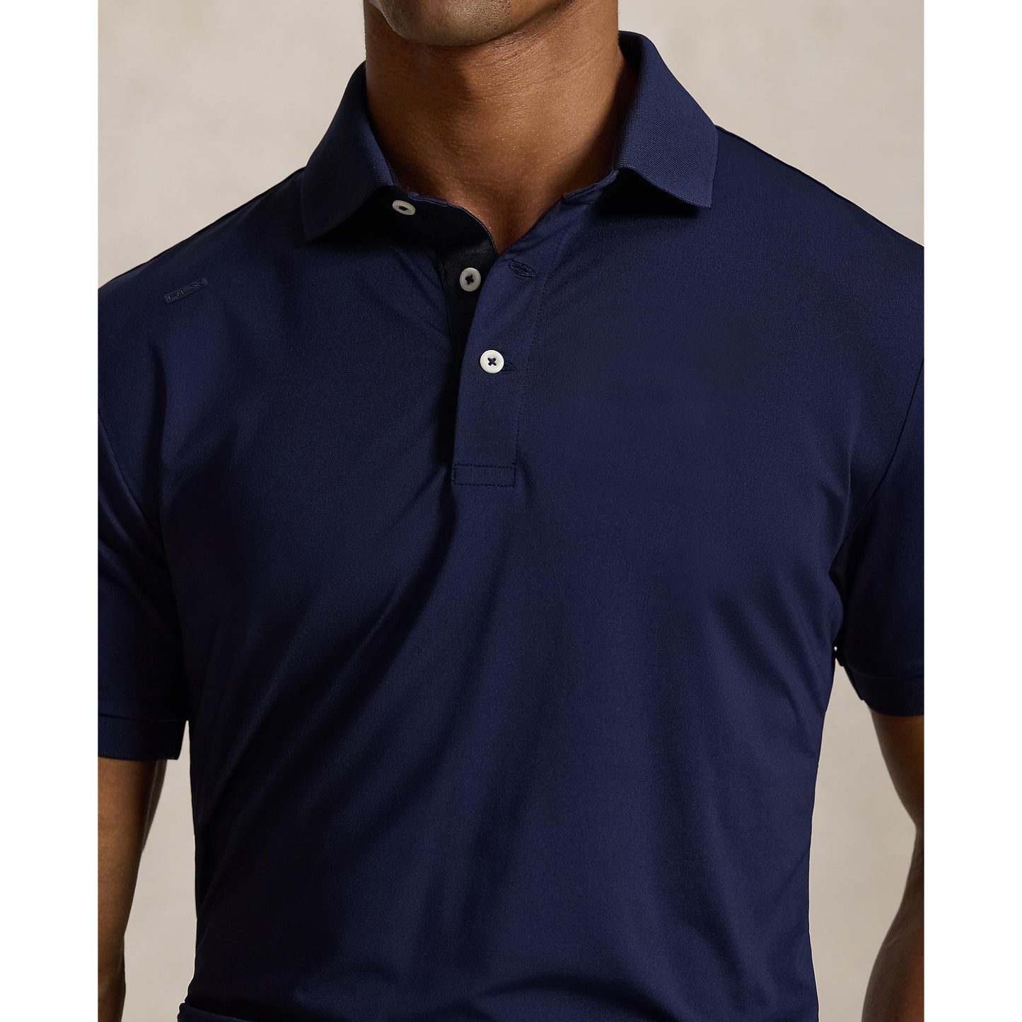 RLX Ralph Lauren Lightweight Airflow Jersey Golf Polo Shirt With Royal Melbourne Logo - Refined Navy