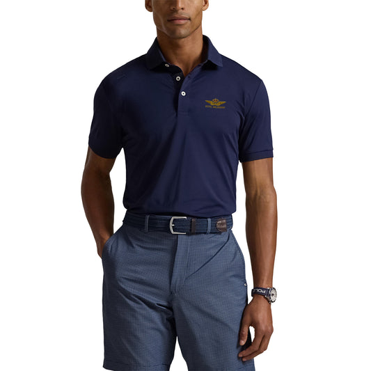 RLX Ralph Lauren Lightweight Airflow Jersey Golf Polo Shirt With Royal Melbourne Logo - Refined Navy