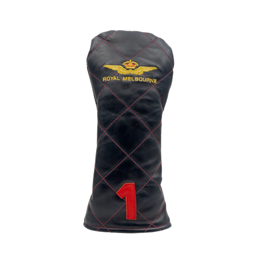 Royal Melbourne Leather Driver Cover - Navy/Red