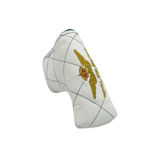 Royal Melbourne Leather Blade Putter Cover - White/Navy
