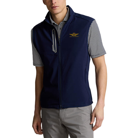 RLX Ralph Lauren Panelled Stretch Terry Golf Vest With Royal Melbourne Logo - French Navy