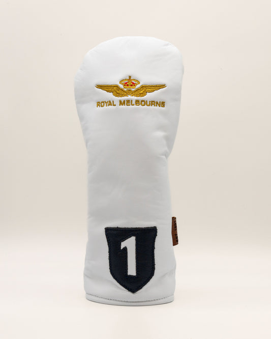 Royal Melbourne Leather Driver Cover - White/Navy