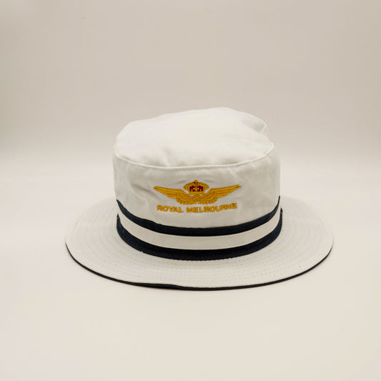 Royal Melbourne Visitors Logo Cotton Bucket Hat - White