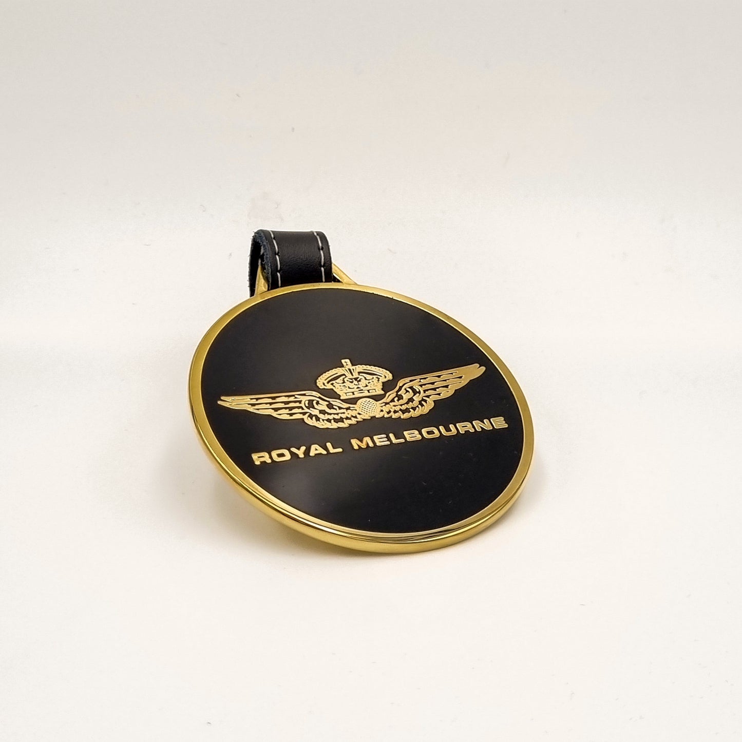 Royal Melbourne Logo Bag Tag - Black and Gold