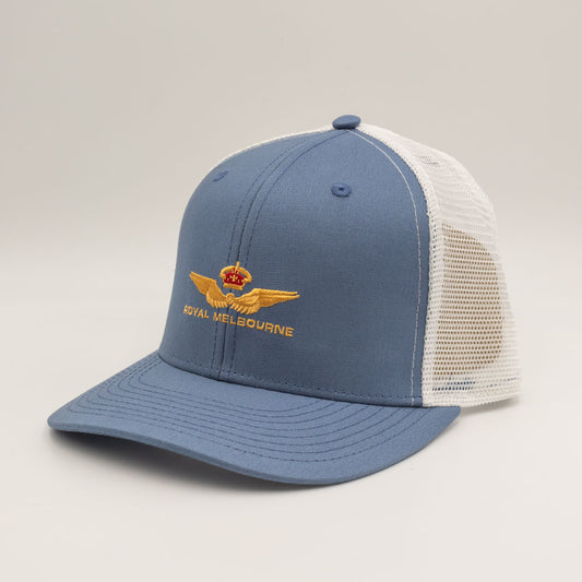 Royal Melbourne Visitors Logo Trucker Cap - Washed Blue
