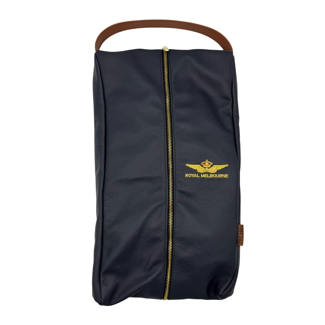Leather Shoe Bag - Navy