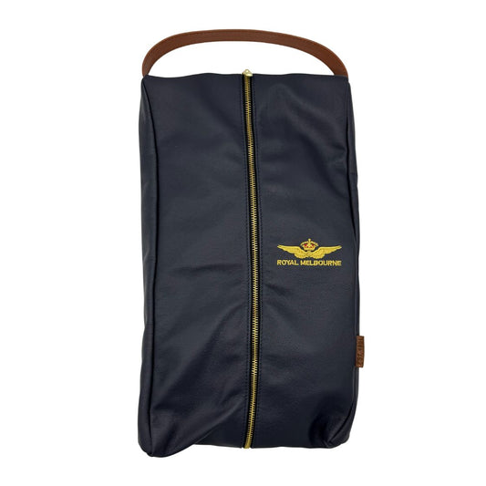 Leather Shoe Bag - Navy