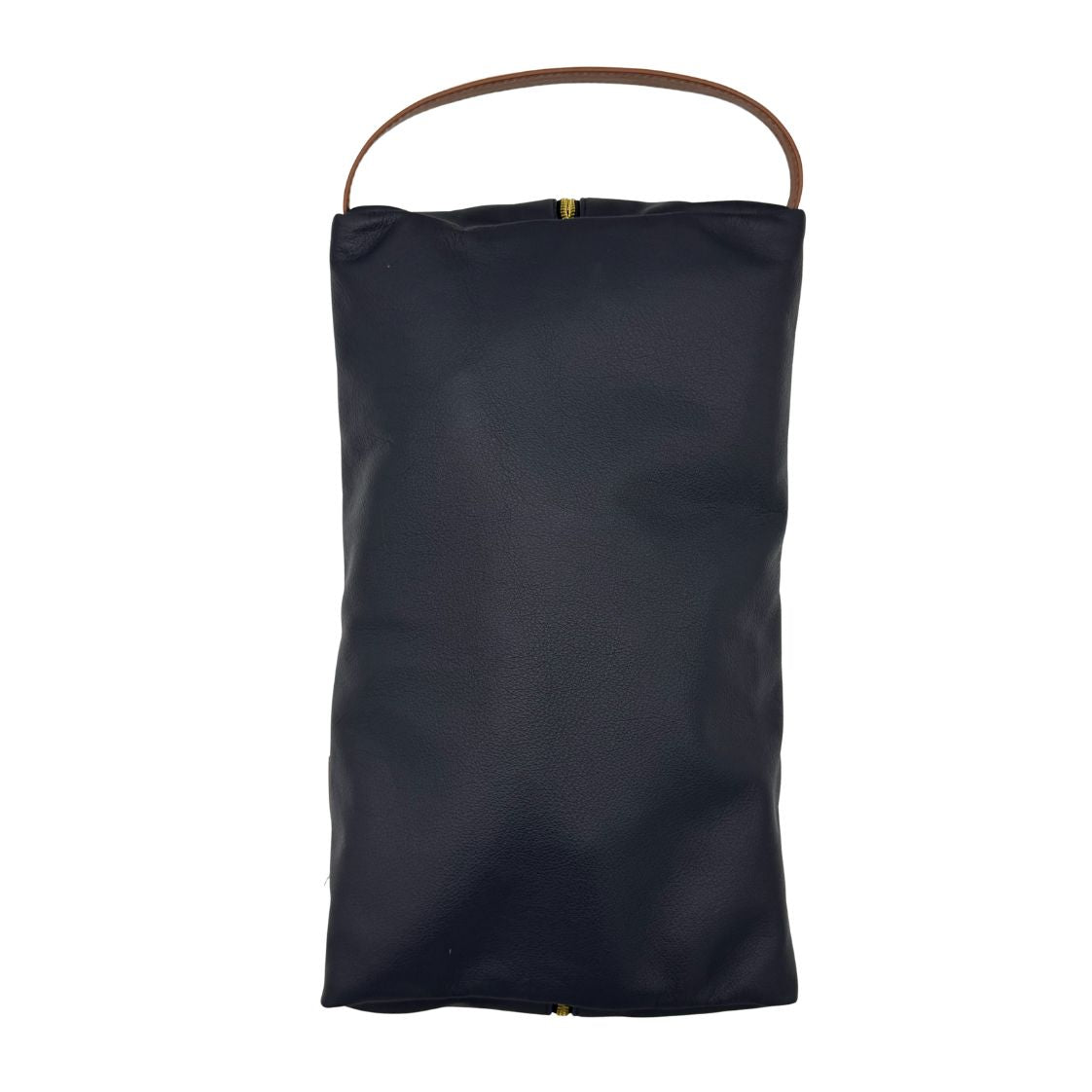 Leather Shoe Bag - Navy