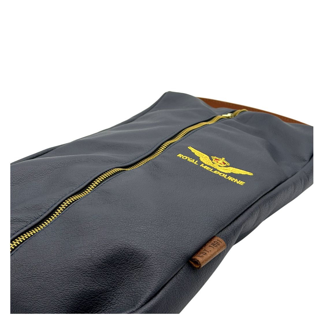 Leather Shoe Bag - Navy