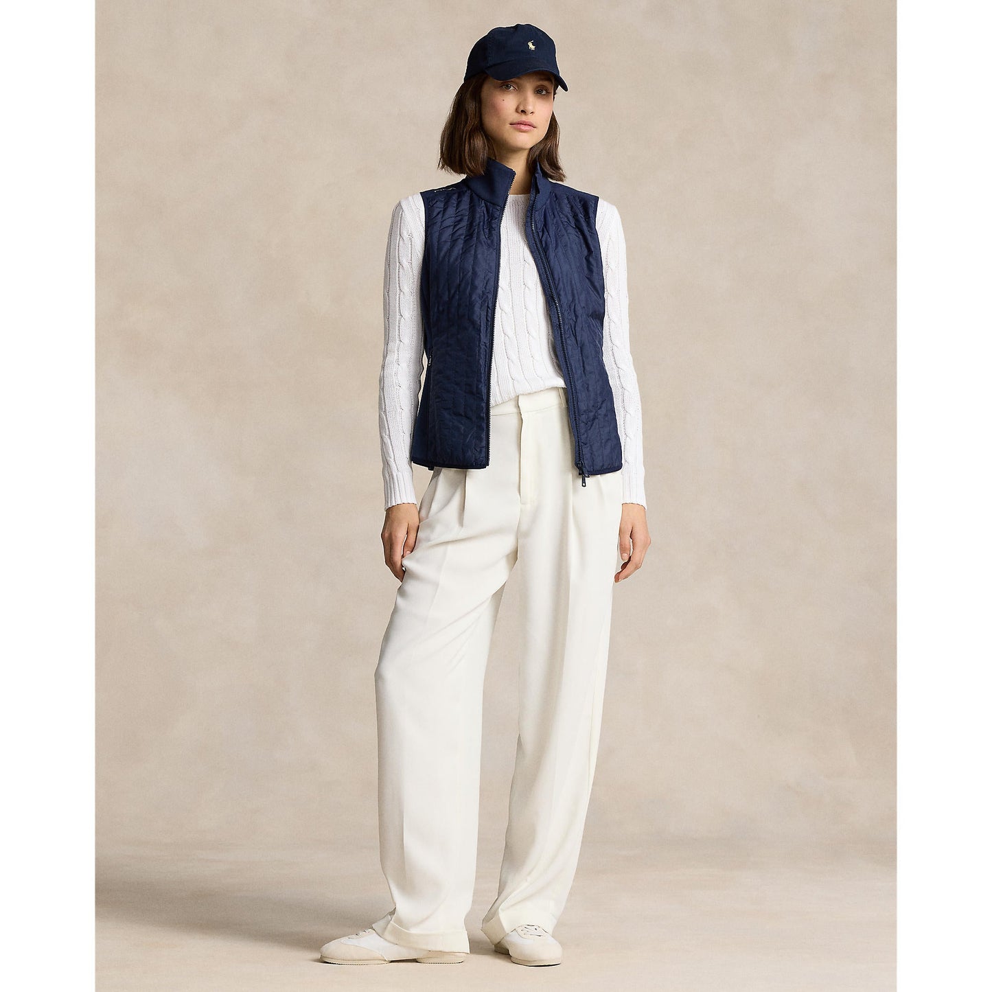 RLX Ralph Lauren Women's Cool Wool Hybrid Performance Vest With Royal Melbourne Logo - Refined Navy