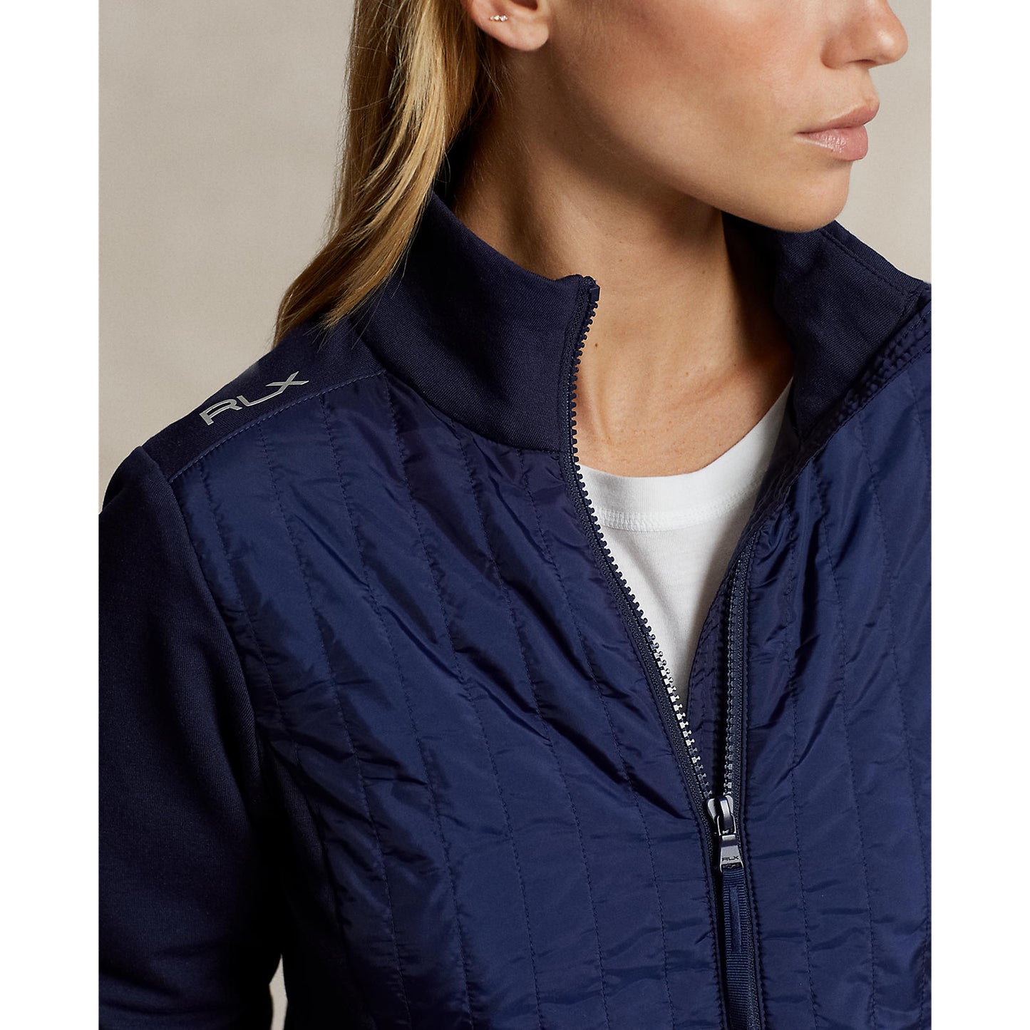 RLX Ralph Lauren Women's Hybrid Performance Full-Zip Jacket With Royal Melbourne Logo- French Navy