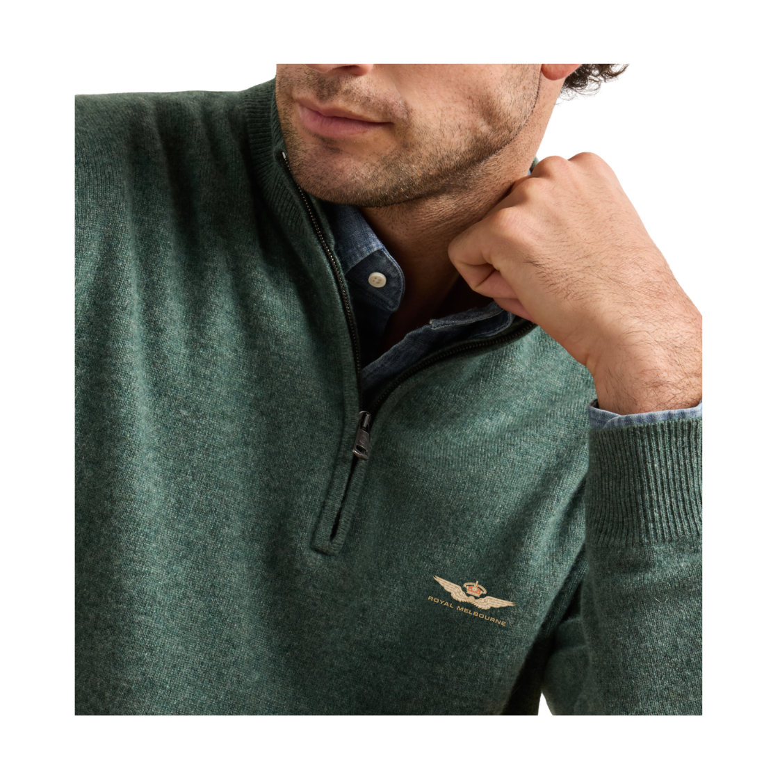 Royal Melbourne Peter Millar Cashmere 1/4 Zip - Green