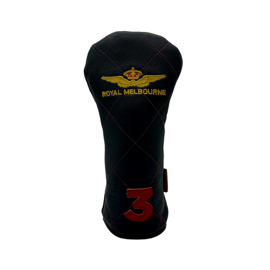 Royal Melbourne Leather Fairway Cover - Navy/Red