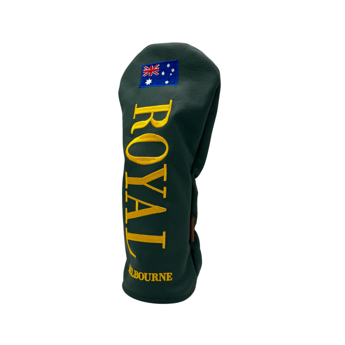 Royal Melbourne Leather Driver Cover - Green/Yellow