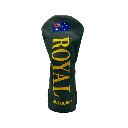 Royal Melbourne Leather Driver Cover - Green/Yellow